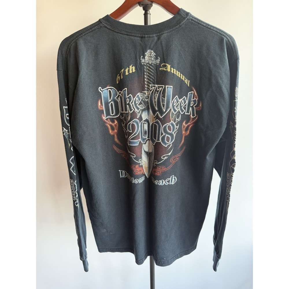 Vintage Daytona Beach T Shirt Mens L Bike Week Sleeve Hit Daggers Biker Harley